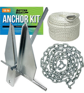 lot 30594 image: Heavy Boat Anchor Kit Fluke Anchor with Anchor Chain and Boat Anchor Rope Set for Including Boat Anchors for Different Size Boats Pontoon, Deck, Fishing, and Sail