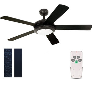 lot 30600 image: 52 Inch Modern Style Indoor Ceiling Fan with Dimmable Light Kit and Remote Control, Reversible Blades and Motor, ETL Listed 110V Ceiling Fans for Living Room, Bedroom, Basement, Kitchen, Matte Black