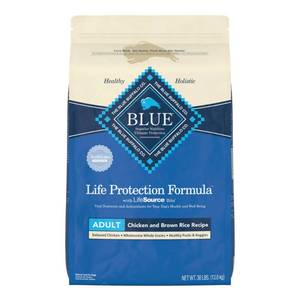 lot 40142 image: Blue Buffalo Life Protection Formula Chicken and Brown Rice Dry Dog Food for Adult Dogs Whole Grain 30 lb. Bag
