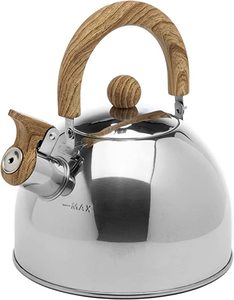 lot 40134 image: Stovetop Tea Kettle Food Grade Stainless Steel, Hot Water Fast to Boil, Cool Touch Folding, 1.5-Quart