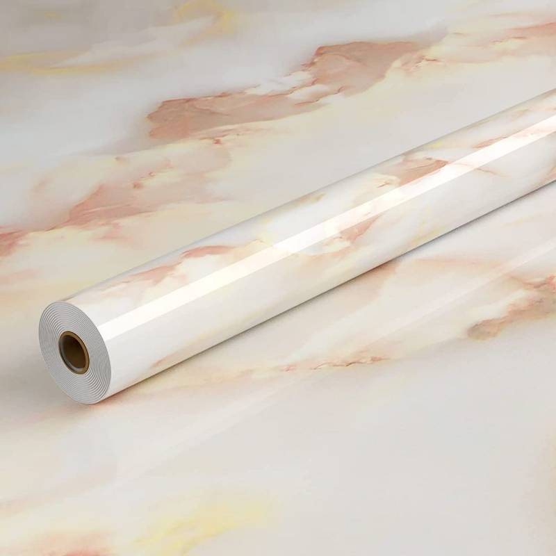 lot 47000 image: Freshtour Marble Contact Paper 24 x 196 inches Self Adhesive Peel & Stick Wallpaper for Kitchen Countertop Cabinet Furniture Waterproof PVC Removable Cream Yellow Gray
