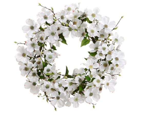 lot 40000 image: 24 Silk Dogwood & Pussy Willow Flower Hanging Wreath