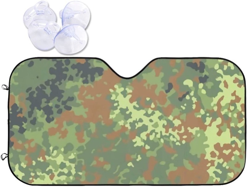 lot 38015 image: Camo Car Windshield Sunshade Blocks Uv Rays Foldable Reflective Sun Visor for Cars Truck SUV Keeps Vehicle Cool