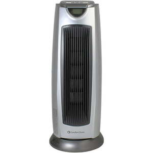 lot 11612 image: Comfort Zone Portable 1500W Ceramic Oscillating Digital Tower Space Heater
