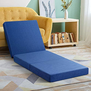 lot 11615 image: SLEEPLACE 4 Inch Tri-Folding Topper, Single, Blue