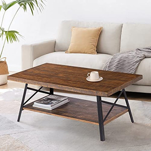 lot 11618 image: Olee Sleep VC18TB01S Cocktail Table with Metal Legs, 18TB01S, Rustic Brown
