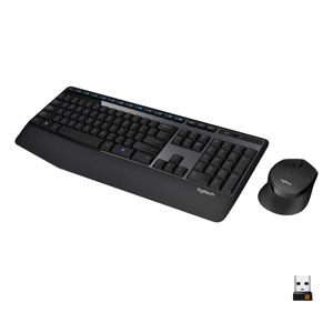 lot 11628 image: Logitech - MK345 Wireless Ergonomic Optical Combo Keyboard and Mouse - Blackblue