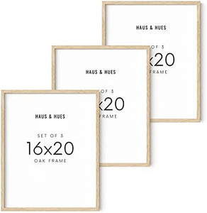 lot 11629 image: Haus and Hues 16x20 Beige Oak Wood Frames Set of 3 - 16x20 Poster Frames for Wall 16x20 Picture Frames for Wall, 16x20 Black Picture Frames, Poster Frame 16x20 Frames for Wall, 16x20 Poster Frame Black Wood Frame (Beige Oak)