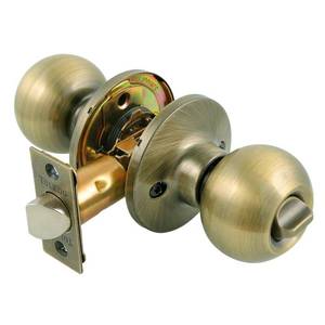 lot 11632 image: Privacy Door Knobs Toledo Fine Locks Knobs Privacy Door Knob Lockset in Antique Brass CV1920AVUS5