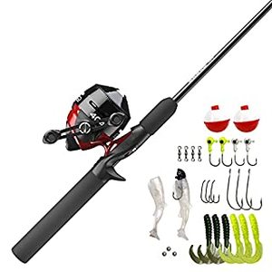 lot 31767 image: Zebco 404 Spincast Reel and Fishing Rod Combo, 56 2-Piece Durable Fiberglass Rod with EVA Handle, Quickset Anti-Reverse Reel with Built-in Bite Alert, 28-Piece Tackle Pack (B07HRKWJXD)