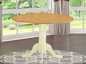 lot 41718 image: East West Furniture DLT-OMK-TP Dublin Round Table with two 9 Drop Leaves-Oak (No Base)