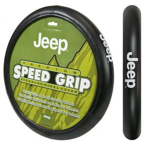 lot 41719 image: Plasticolor Jeep Black 15� Universal Fit Automotive Steering Wheel Cover Vinyl