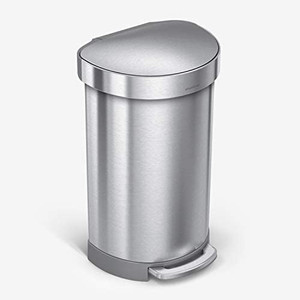 lot 41727 image: simplehuman 45 Liter 12 Gallon Semi-Round Hands-Free Step Trash Can, Brushed
