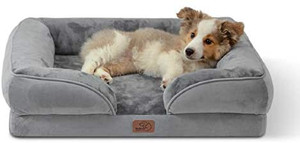lot 41729 image: c Dog Bed, Bolster Dog Beds for MediumLargeExtra Large Dogs - Foam Sofa with Removable Washable Cover, Waterproof Lining and Nonskid Bottom Couch