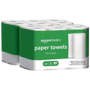 lot 41759 image: Paper Towels, White, 2 packs of 6(12 total)