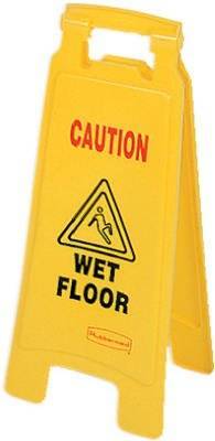 lot 3064 image: Case of Rubbermaid Comm Prod 6112-77-YEL Caution Wet Floor Signs
