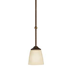 lot 3315 image: 2616MBZ Souldern 1LT Mini-Pendant, Marbled Bronze Finish with Umber Etched Glass