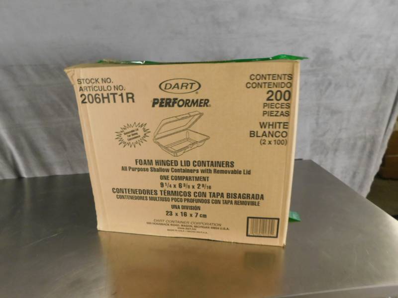 lot 3382 image: Case of Dart Performer Foam Hinged Lid Containers
