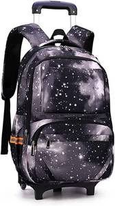 lot 62928 image: Mysterious Starry Sky Print Rolling Backpack Elementary Students Trolley Bag Primary School Book Bag with Wheels