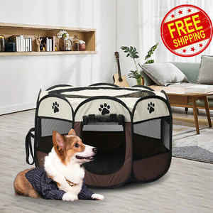 lot 62931 image: Portable Pet Cage Folding Pet Tent Dog Cage House Playpen Kennel Cat House Gate, SMALL