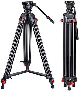 lot 62934 image: NEEWER-Heavy Duty Tripod Professional Video Tripod Aluminium 72inch with 360 Degree Fluid Head for Canon Nikon DSLR Camcorder Cameras