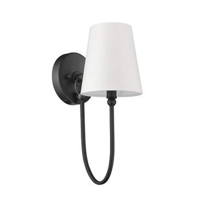 lot 62939 image: Simple Rustic 1-Light Black Wall Sconce with Shade