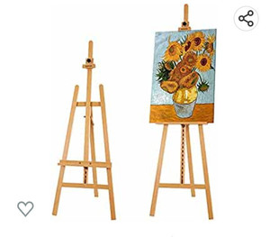 lot 62948 image: VISWIN Adjustable Height Display Easel 57 to 76, Holds Canvas up to 43, Holds 22 lbs, Beech Wood Art Easel for Painting, Easy to Assemble Floor Wooden Easel Stand for Adults, Beginners - Natural