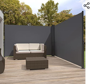 lot 62951 image: 276 x 71 Double Retractable Side Awning,Waterproof & UV-Resistant,Folding Privacy Screen Room Divider Roll Up Balcony��Grey��