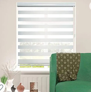 lot 62955 image: ShadesU Blinds for Windows Dual Layer Zebra Roller Shades Light Filtering Sheer Window Treatments Privacy Light Control for Day and Night (Maxium Height 72inch) (White Color) (Width 34inch)