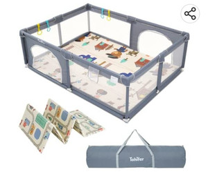 lot 62956 image: Baby Playpen with Mat, Large Baby Play Yard for Toddler, BPA-Free, Non-Toxic, Safe No Gaps Playards for Babies, Indoor & Outdoor Extra Large Kids Activity Center 79x59x26.5 with 0.4 Playmat