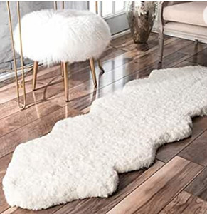 lot 62973 image: nuLOOM Sheepskin Double Pelt Shag Runner Rug, 2 x 6, Natural