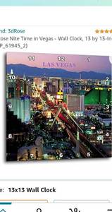 lot 62999 image: Night Time in Vegas - Wall Clock, 13 by 13-Inch