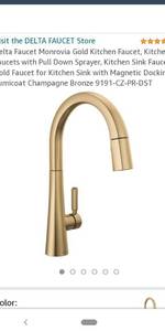 lot 63022 image: Delta Monrovia Single Handle Pull Down Sprayer Kitchen Faucet with Touch2O in Lumicoat Champagne Bronze