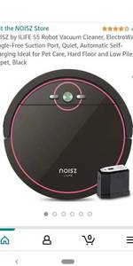 lot 63025 image: NOISZ by ILIFE S5 Robot Vacuum Cleaner, ElectroWall, Tangle-Free Suction Port, Quiet, Automatic Self-Charging Ideal for Pet Care, Hard Floor and Low Pile Carpet, Black