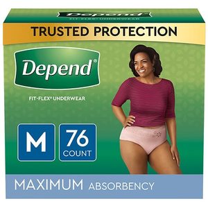 lot 63029 image: Depend FIT-FLEX Adult Incontinence Underwear for Women Maximum Absorbency Blush Medium 76 Count