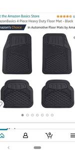 lot 63035 image: AmazonBasics 4 Piece Heavy Duty Floor Mat - Black