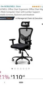 lot 63042 image: NOBLEWELL Office Chair Ergonomic Office Chair High Back Mesh Computer Chair with Lumbar Support Adjustable Armrest,