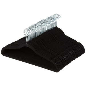 lot 63047 image: Amazon Basics Slim, Velvet, Non-Slip Suit Clothes Hangers, BlackSilver
