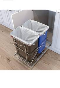 lot 63074 image: Home Zone Living dual bin pull out trash bin, 29L