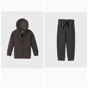 lot 63111 image: 2 SETS- Cat & Jack- Zip Up Hoodie and Sweatpants Set, Grey