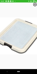 lot 63149 image: IRIS USA Pee Pad Holder for Puppy Pads, Dog Pad Holder, Pee Pad Tray for Training Pads, Holds Pads 17x17 or Larger, Gray