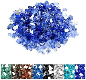 lot 63189 image: Mr. Fireglass 14 inch Reflective Fire Glass for Fireplace Fire Pit and Landscaping 10 lb High Luster Cobalt Blue