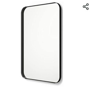 lot 63200 image: Honyee Better Bevel 24 x 36 Black Metal Framed Mirror  Rounded Rectangle Bathroom Wall Mirror