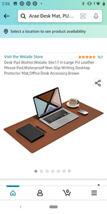 lot 63209 image: Arae Desk Mat, PU Leather Waterproof, Nonslip and Ultra Thin Desk Pad for Home and Office - 36 x 17 Inch Brown