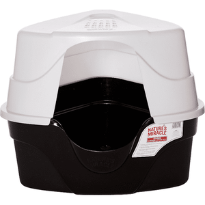 lot 63210 image: Nature s Miracle Hooded Corner Litter Box With Odor Control Charcoal Filter