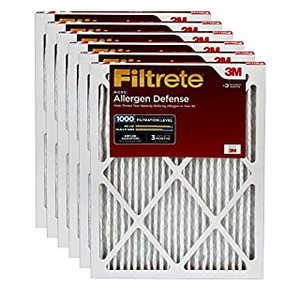 lot 63220 image: Filtrete 20x25x1 AC Furnace Air Filter MPR 1000 Micro Allergen Defense 6-Pack (exact dimensions 19.69 x 24.69 x 0.81)