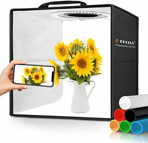 lot 63221 image: DUCLUS Portable Photo Studio Booth Box,Professional Mini Shooting Tents with 112 LED Lights Dimmable, 6 Backdrops for Small Product Jewelry, Miniature Models