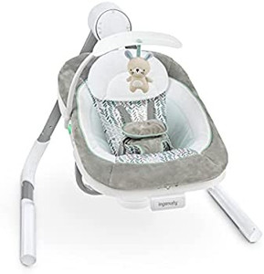 lot 63232 image: Ingenuity Anyway Sway 5-Speed Multi-Direction Portable Baby Swing with Vibrations - Spruce, 0-9 Months