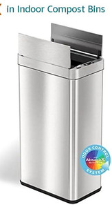 lot 63275 image: iTouchless Wings-Open Sensor Trash Can with AbsorbX Odor Filter & Pet-Proof Lid 68 Liter Automatic Touchless Kitchen Garbage Bin, Stainless Steel, 18 Gallon