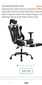 lot 63279 image: Gaming Chair with Footrest, Ergonomic Office Chair, Adjustable Swivel Leather Desk Chair, Reclining High Back Computer Chair with Lumbar Support and Headrest, Racing Style Video Gamer Chair